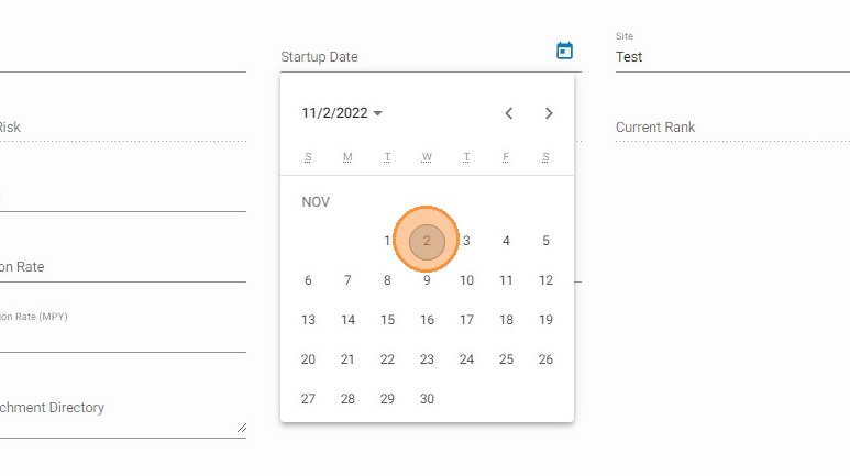 Select unit start-up date