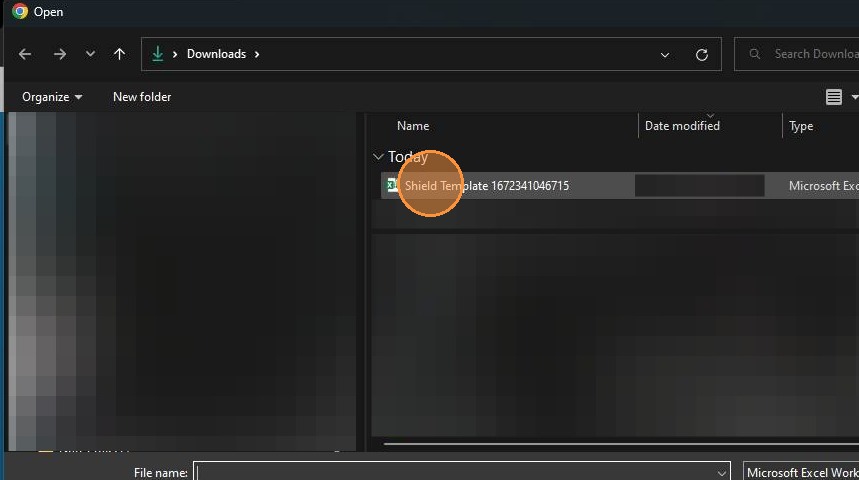 Select the template file