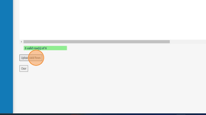 Click Upload Valid Rows