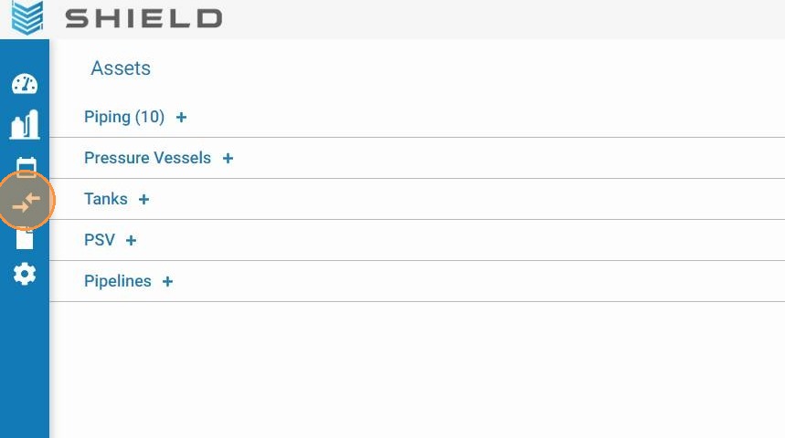 Click the Import/Export icon in SHIELD