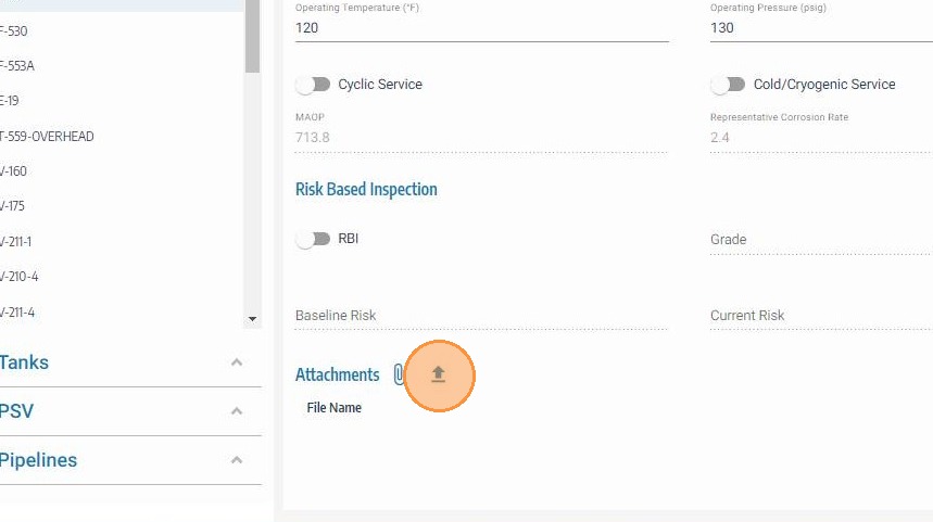 Click the upload icon at the bottom of the asset info panel