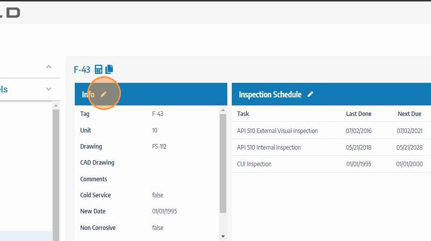 Open the asset info edit panel