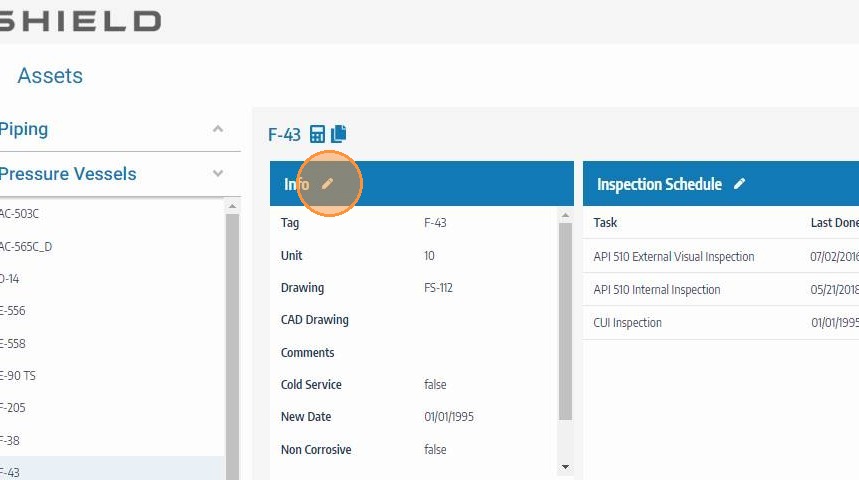 Open the asset info edit panel