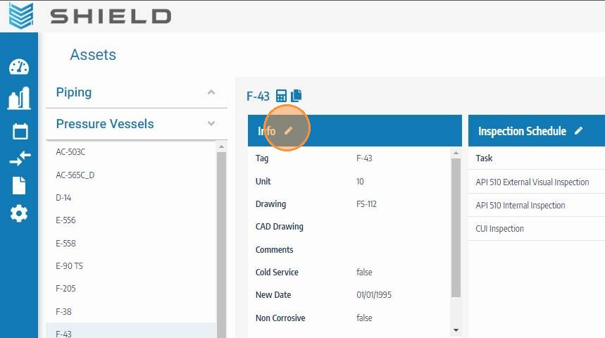 Open the asset info edit panel