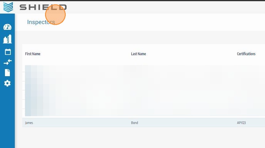 Navigate to the Inspectors management screen
