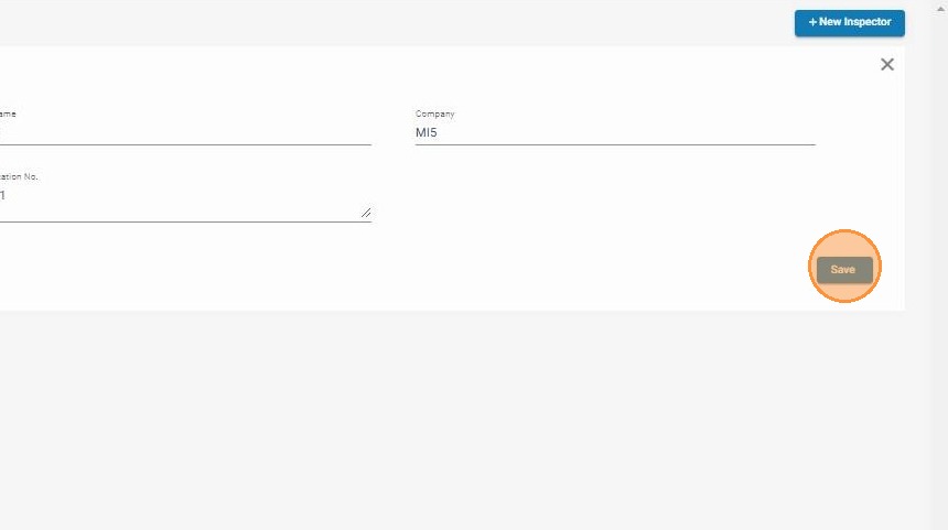 Click Save to create the inspector record
