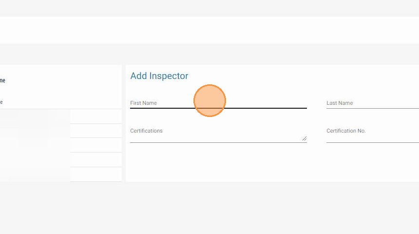 Complete the inspector information form