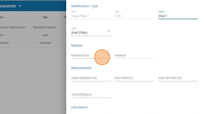Enter component name and select component type