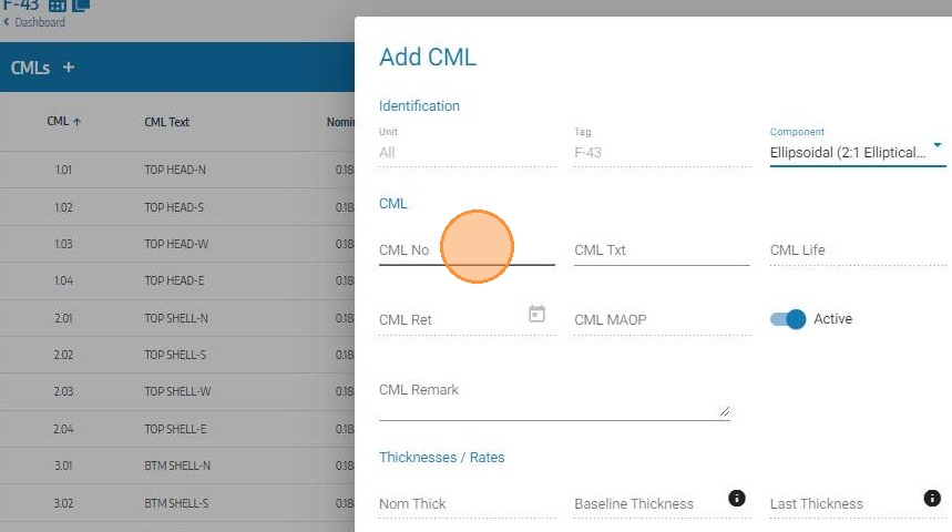 Enter the CML number or ID