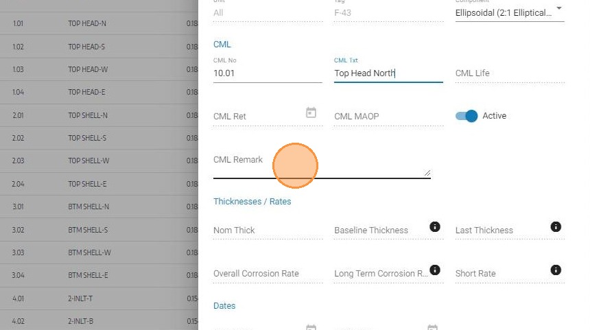 Enter optional CML comments or notes