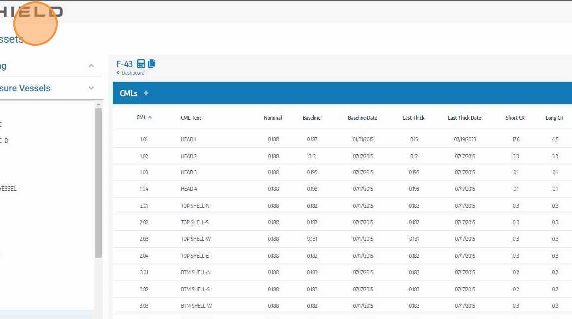 Navigate to the CMLs section for the asset