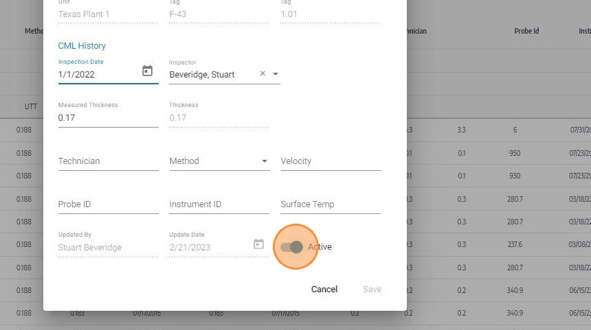 Toggle the active switch to inactivate the reading