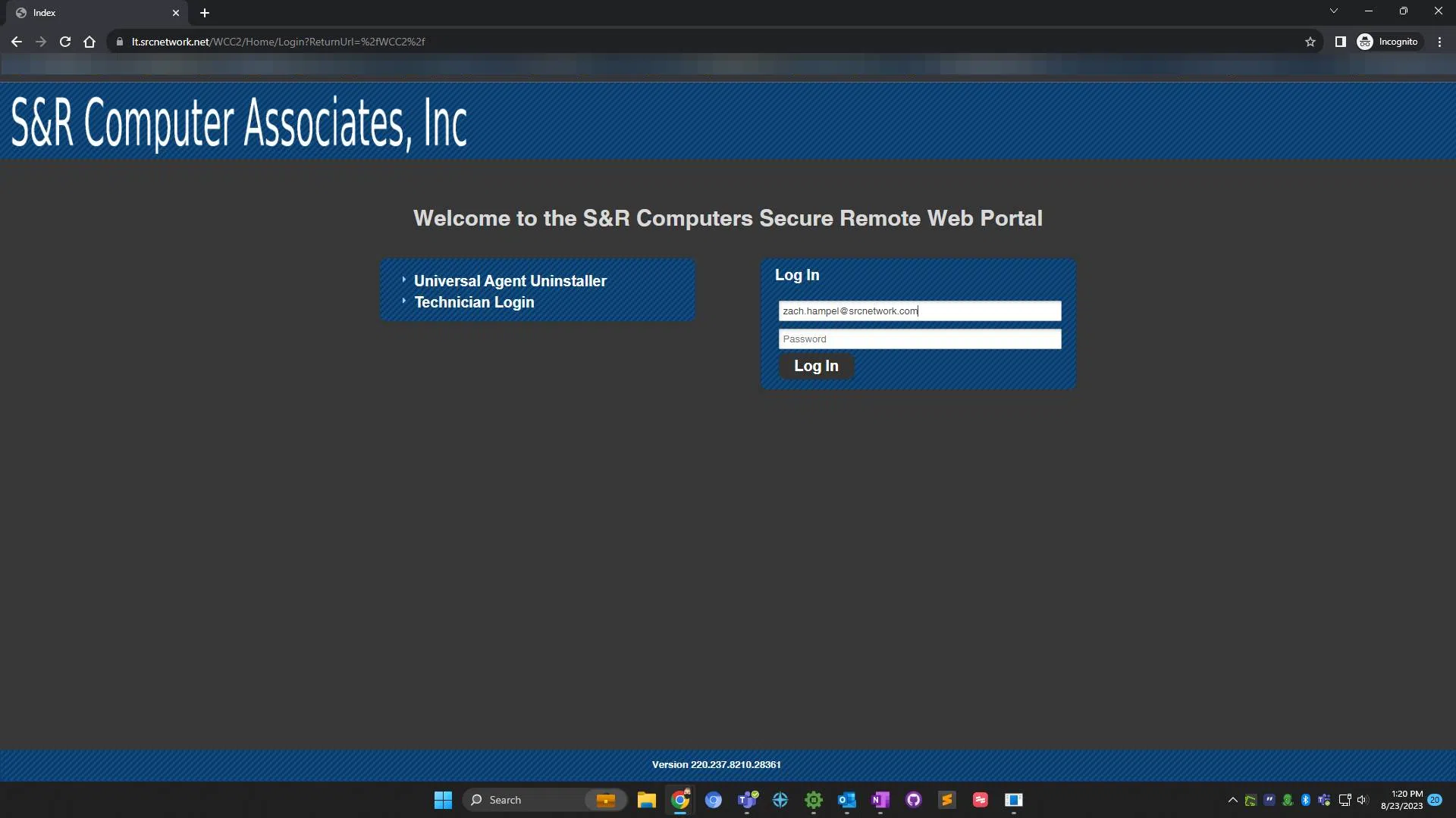 Screenshot of: Fill in your account credentials we provided and click Login