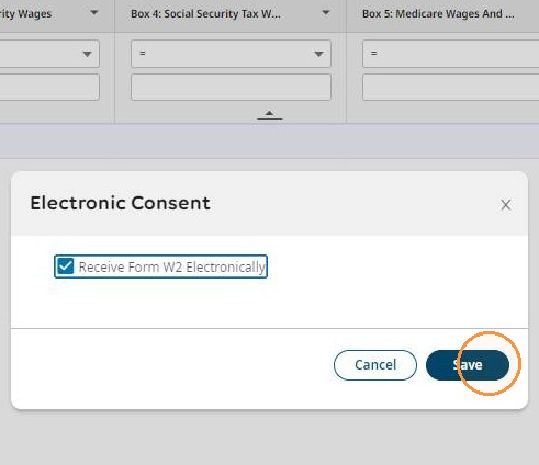 Receive Form W2 Electronically checkbox