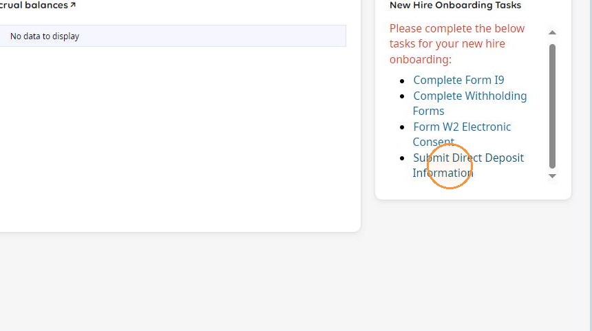 Submit Direct Deposit Information option