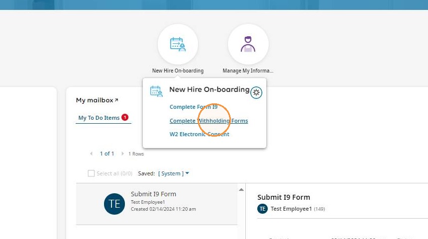 Complete Withholding Forms option