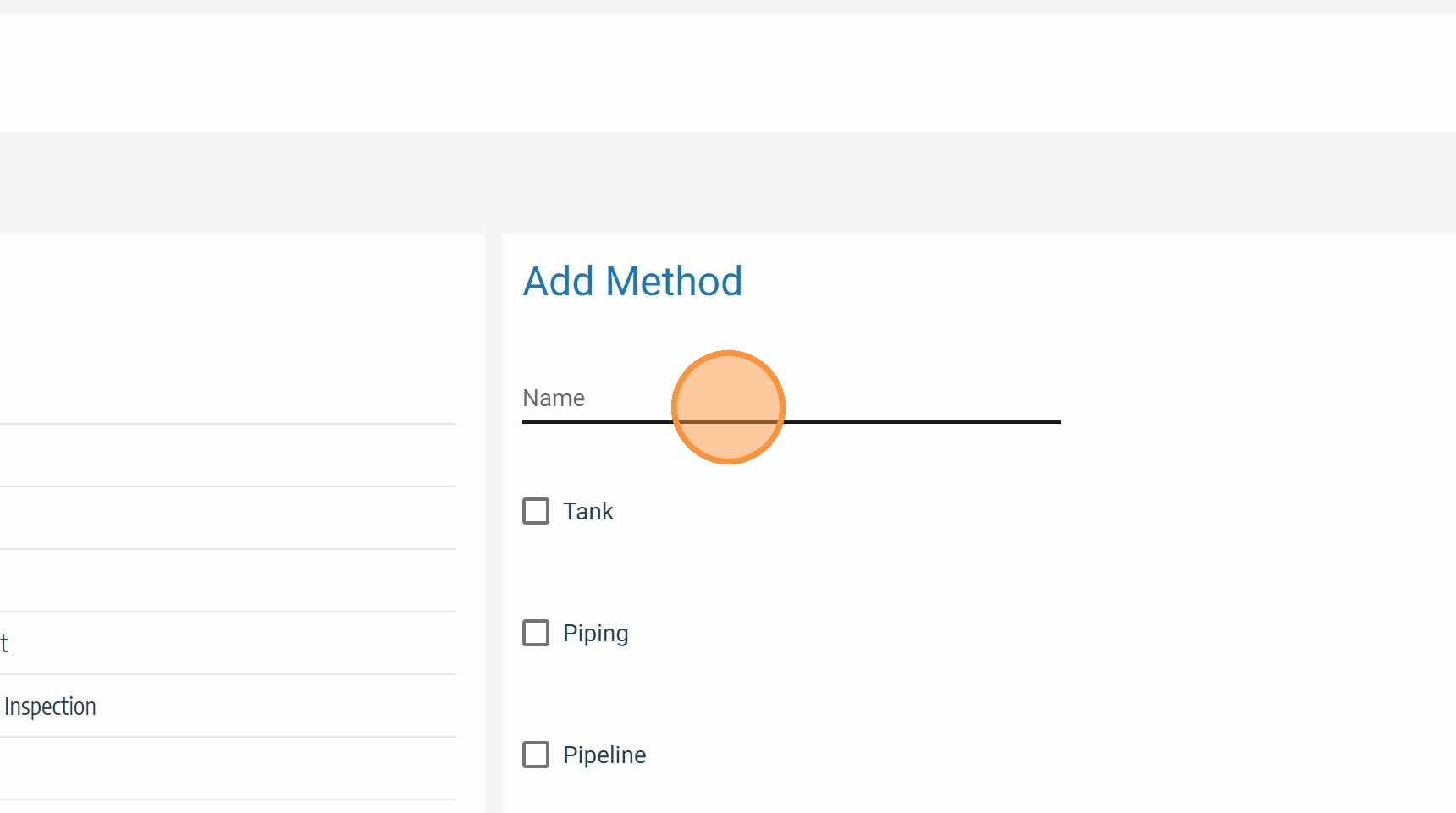 Enter the inspection method name