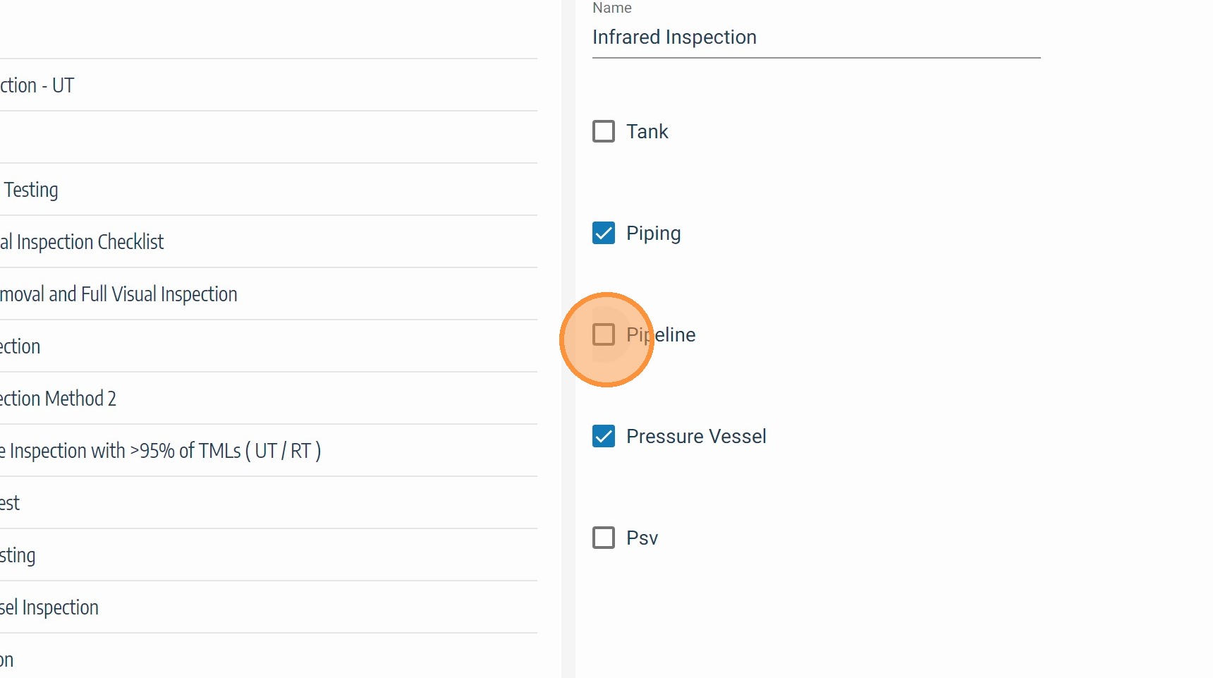 Edit applicable equipment and asset types