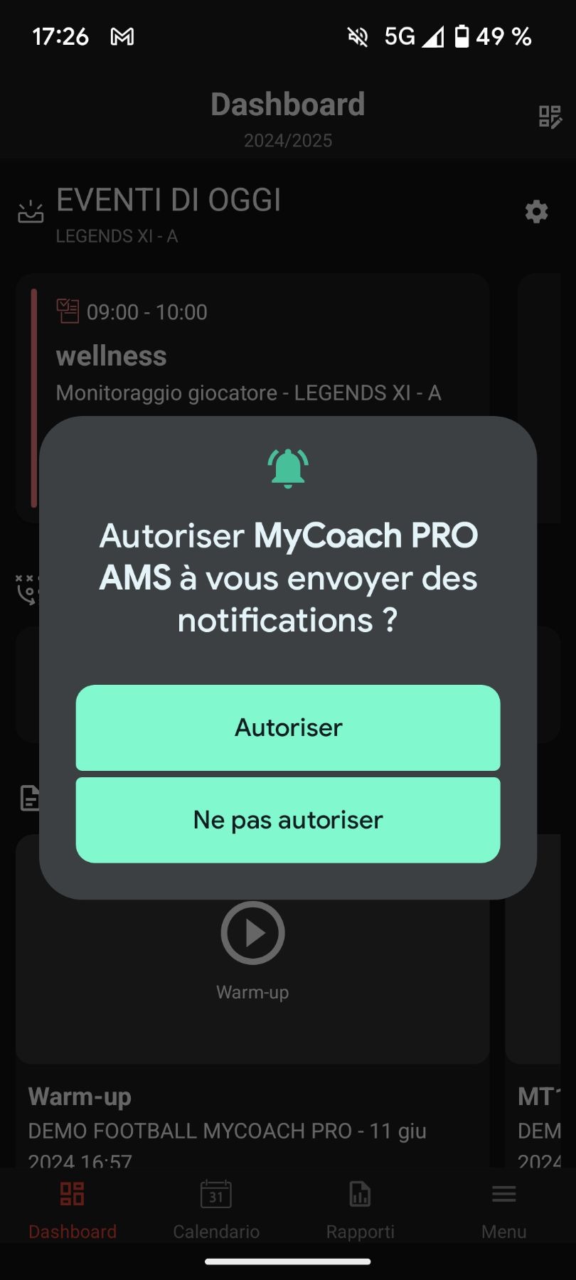 Demande d'autorisation des notifications