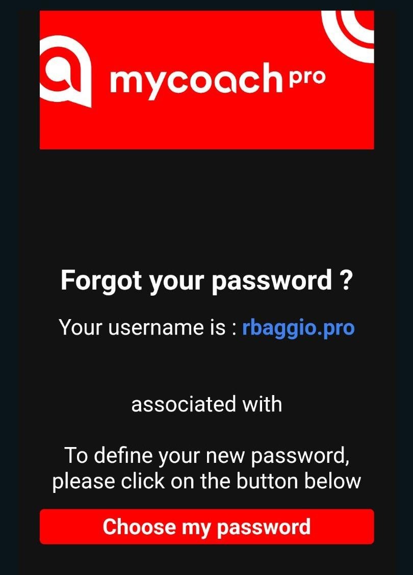 Email de bienvenue MyCoach Pro