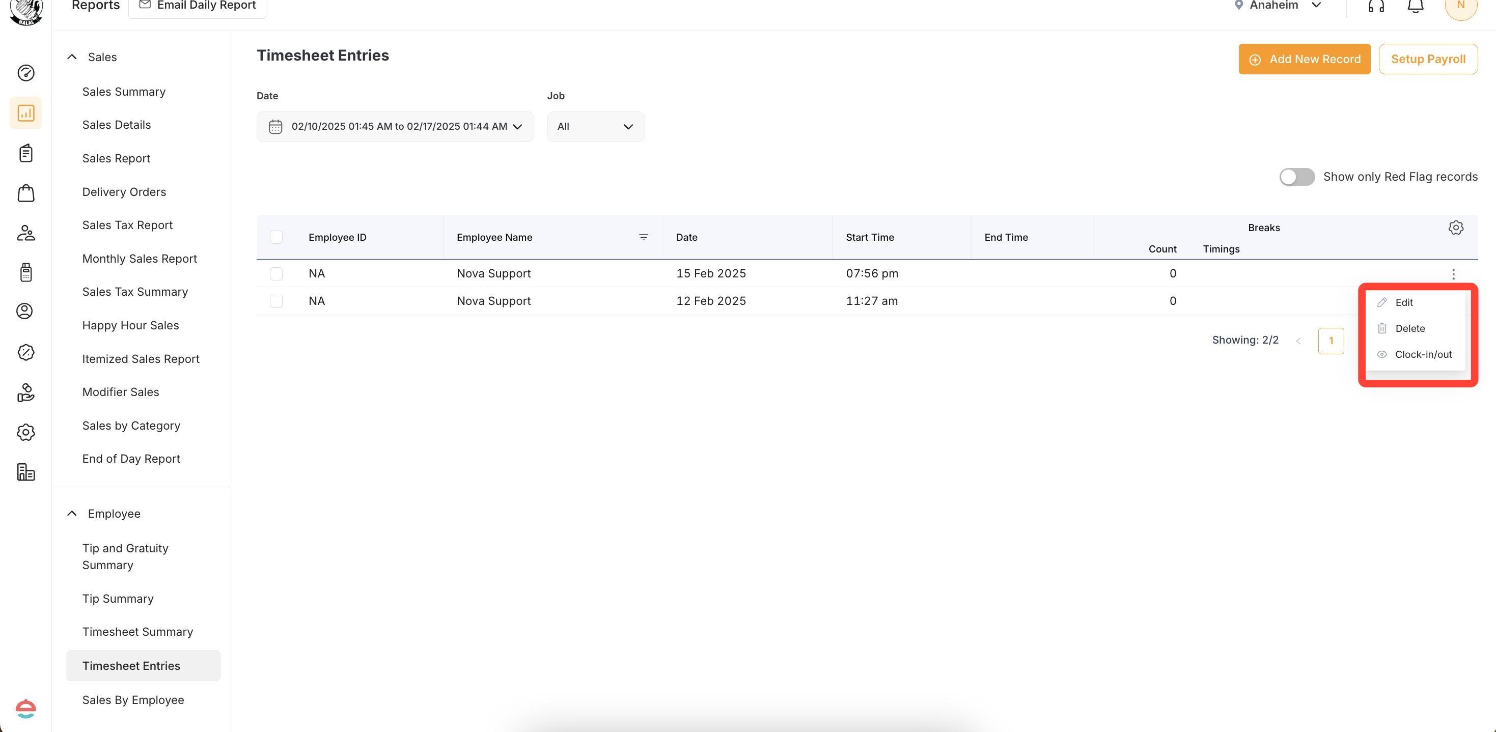 **Delete Timesheet Entry**

If you wish to delete the timesheet entry, simply select *Delete* and confirm your selection by selecting *Delete* on the confirmation pop-up.

Congratulations - you have successfully deleted a timesheet entry!  Continue to the next step for information on editing timesheet entries.