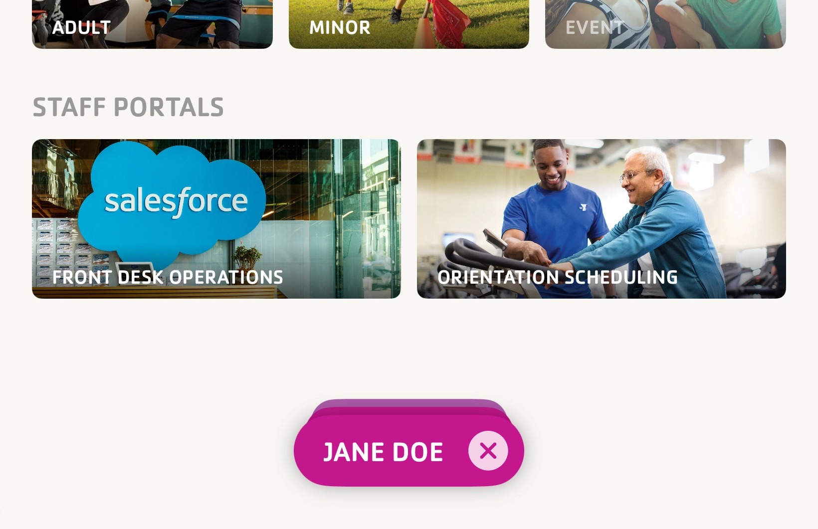 Home screen showing stacked household member bubbles