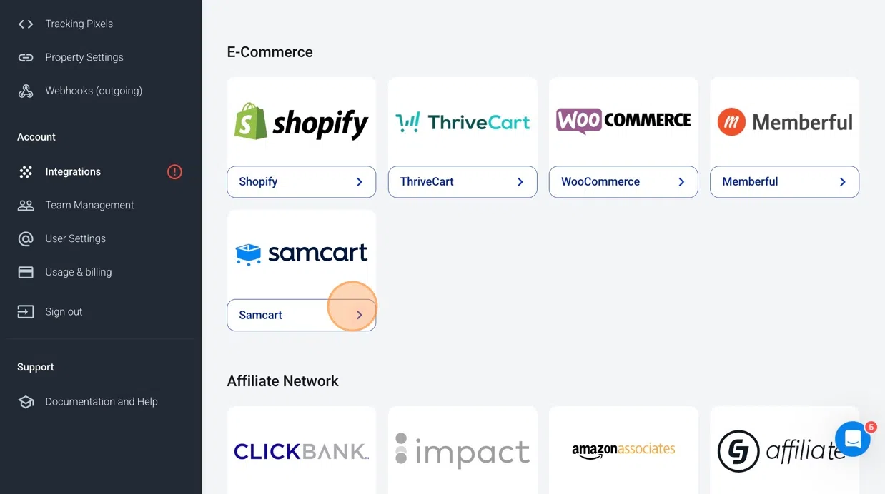 Install SamCart Integration
