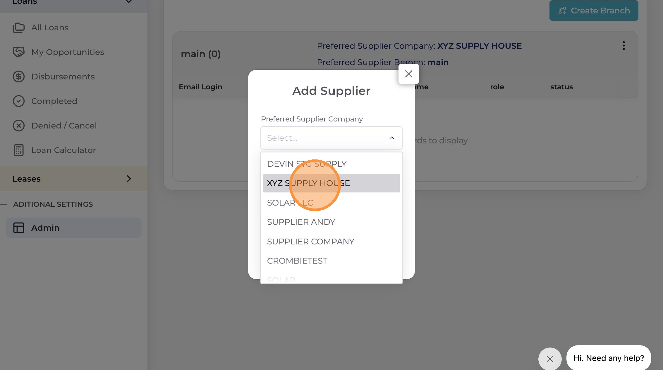 Select supplier company