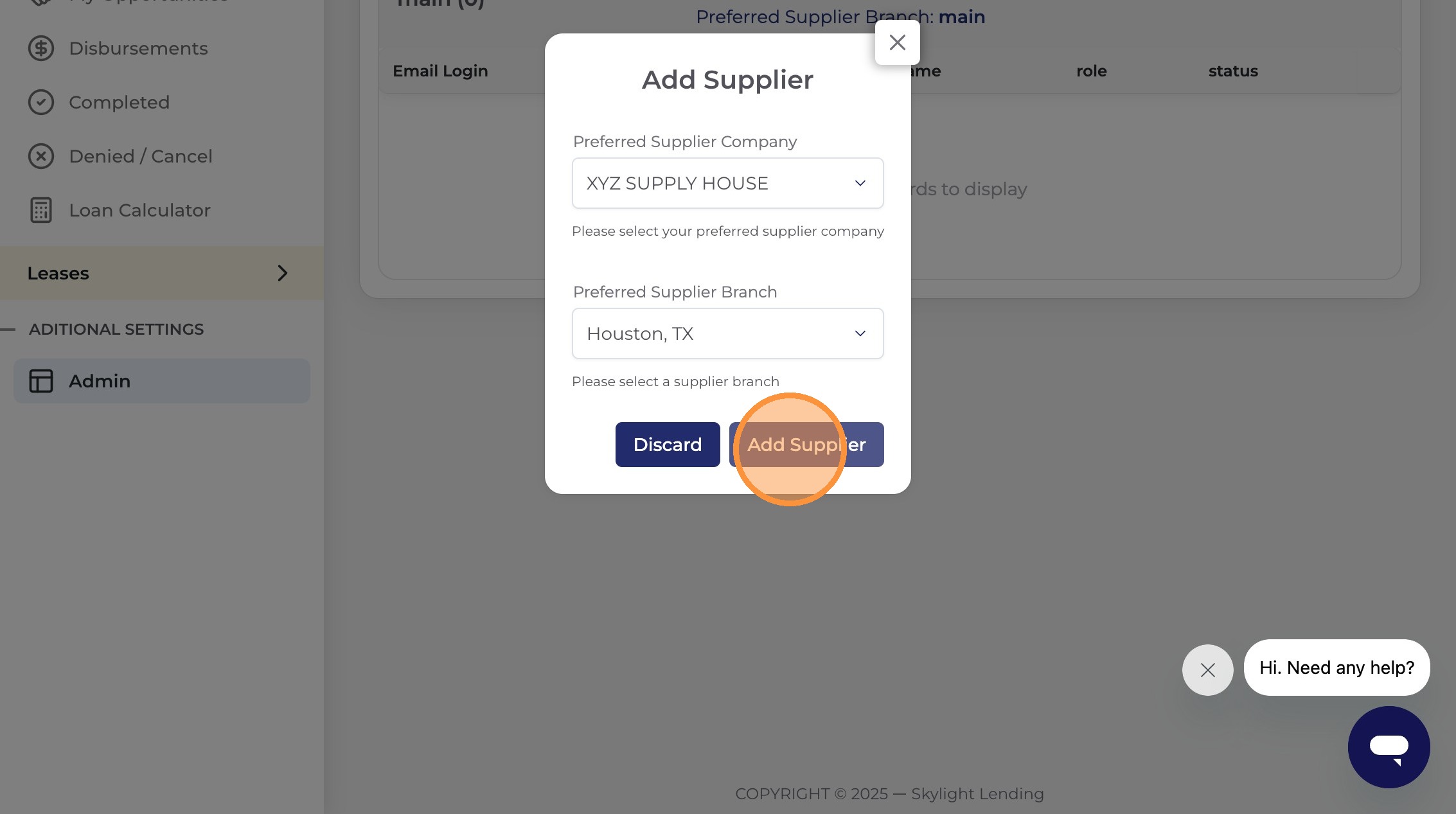 Add Supplier save button