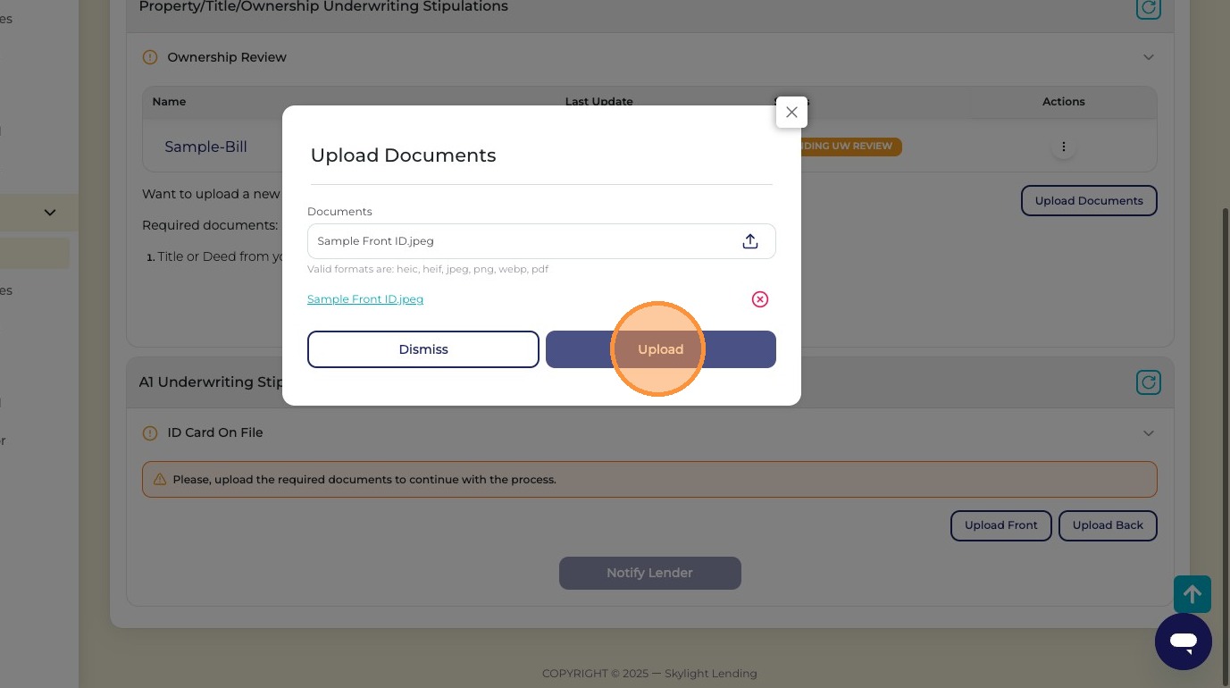 Upload front ID file