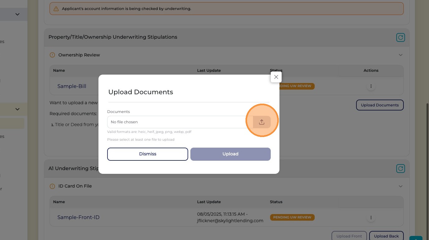 Upload icon for ID back