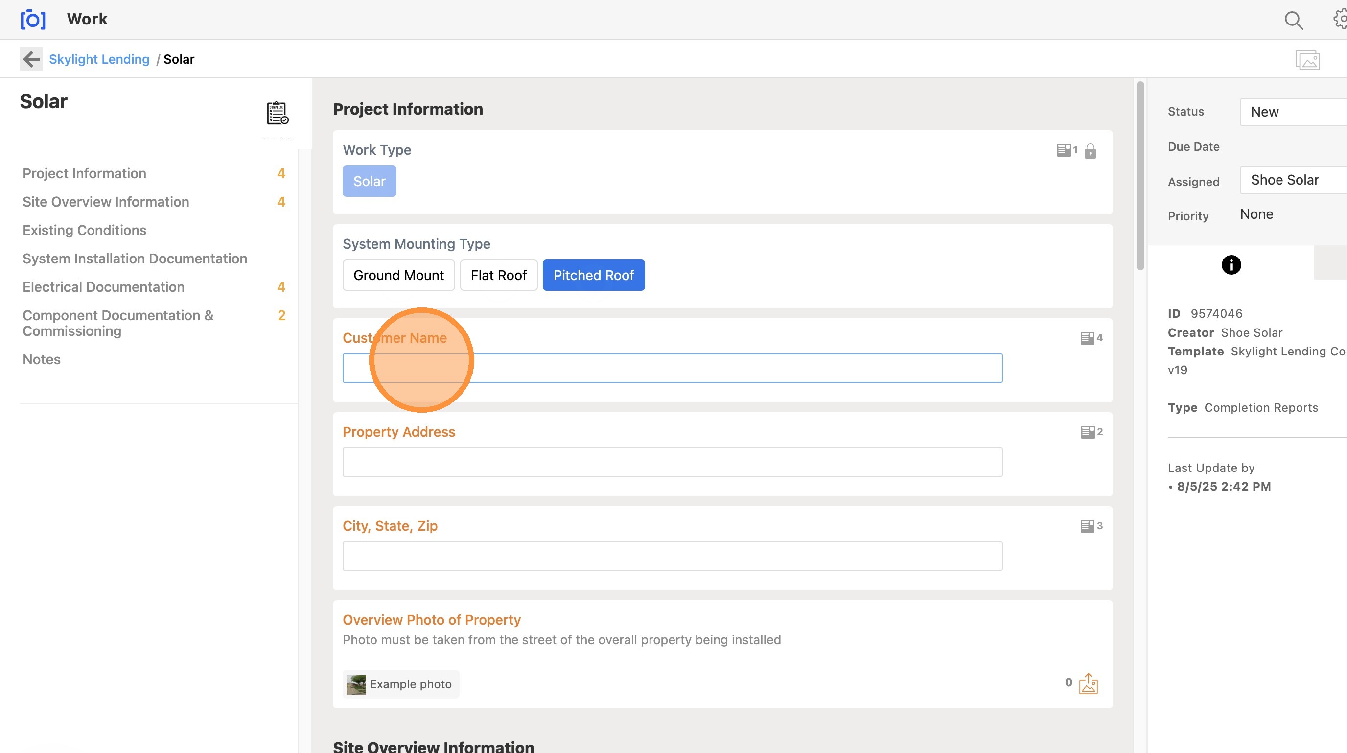 Customer name field