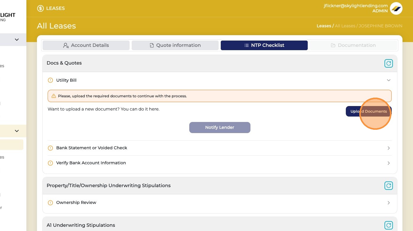Upload Documents button