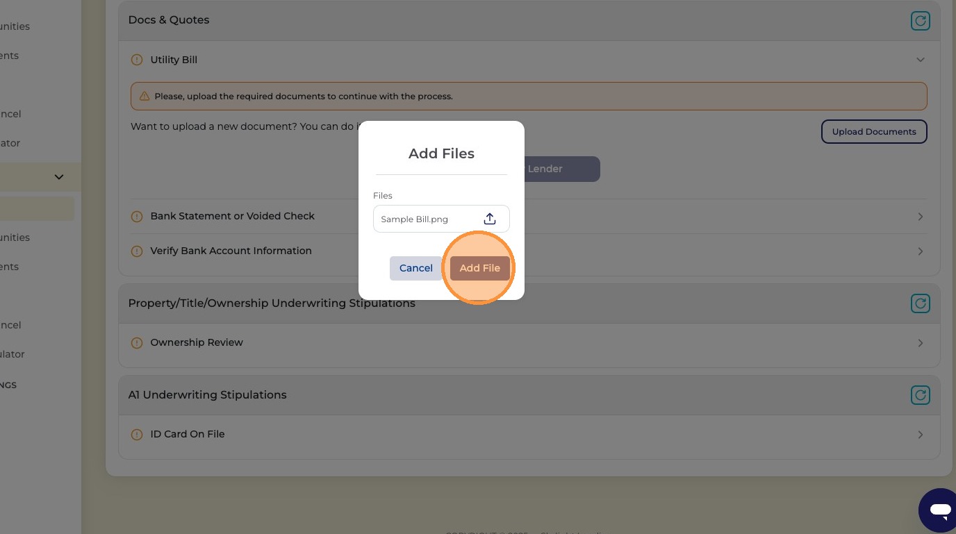 Choose file and Add File