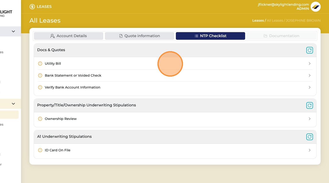 Utility Bill section