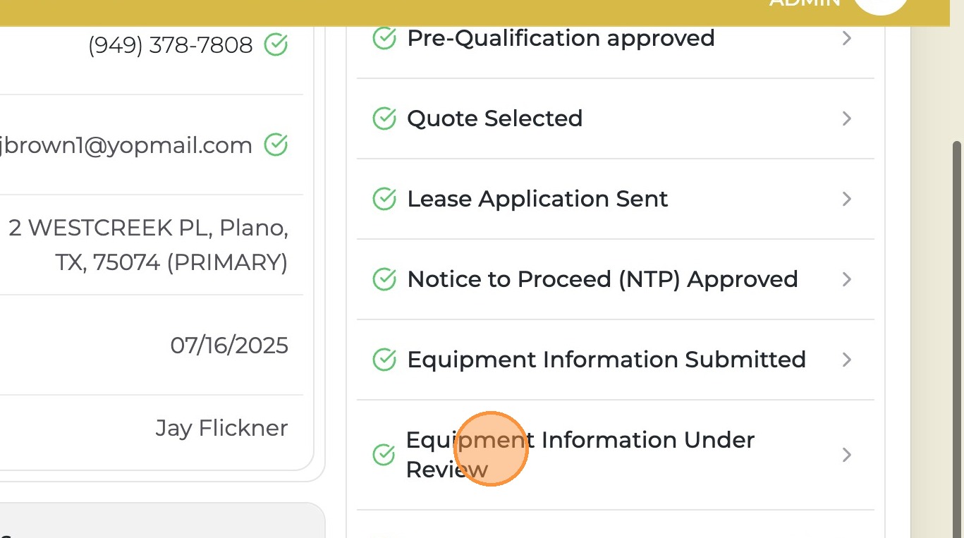 Equipment Information approved