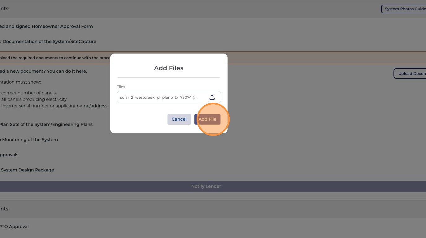 Select file and Add File