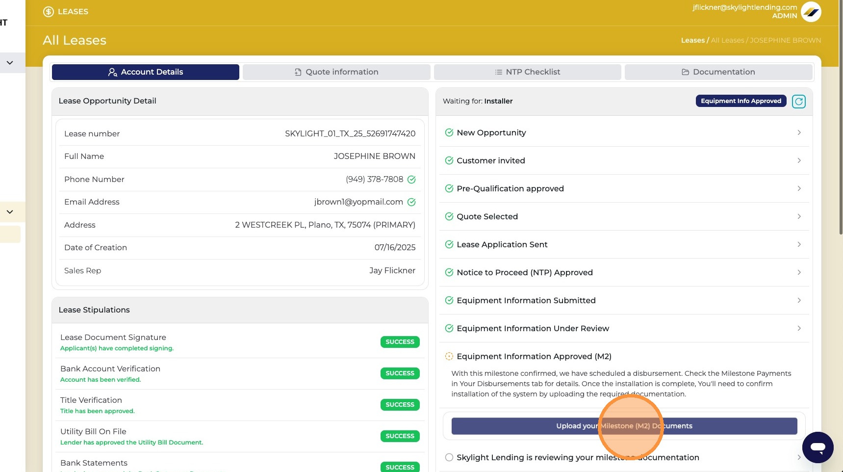 Upload M2 Documents button