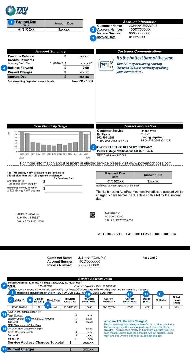 Utility bill example