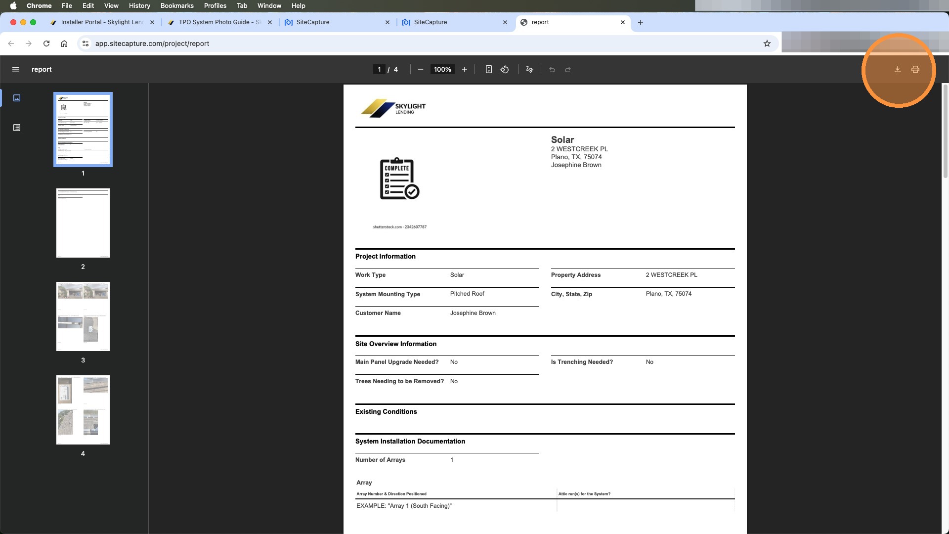 Download report from browser