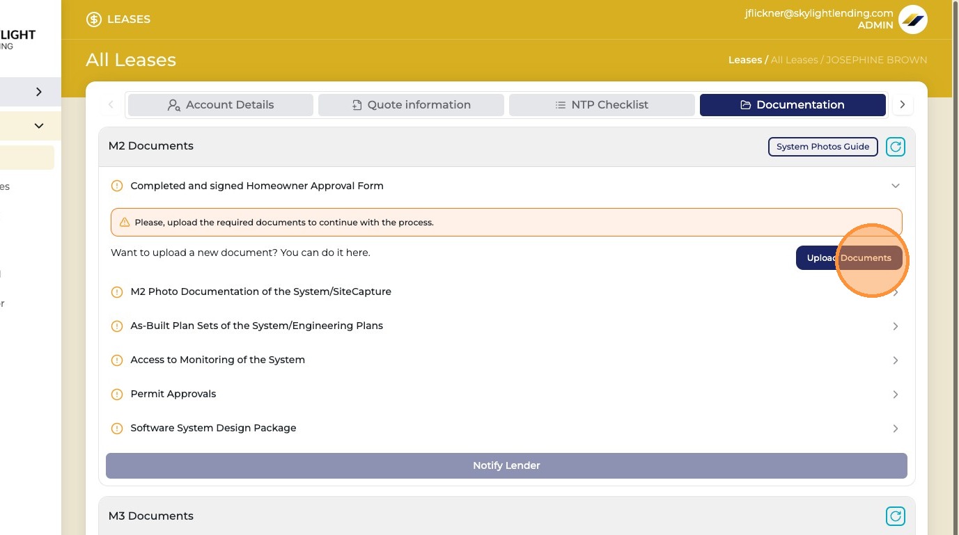 Upload Documents button