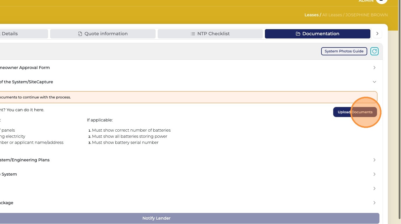Upload Documents button