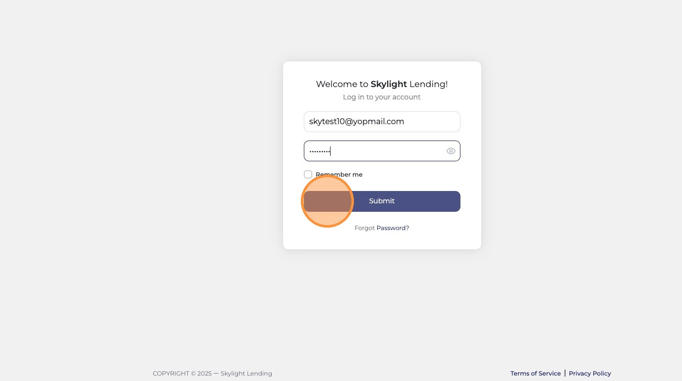 Enter password and submit