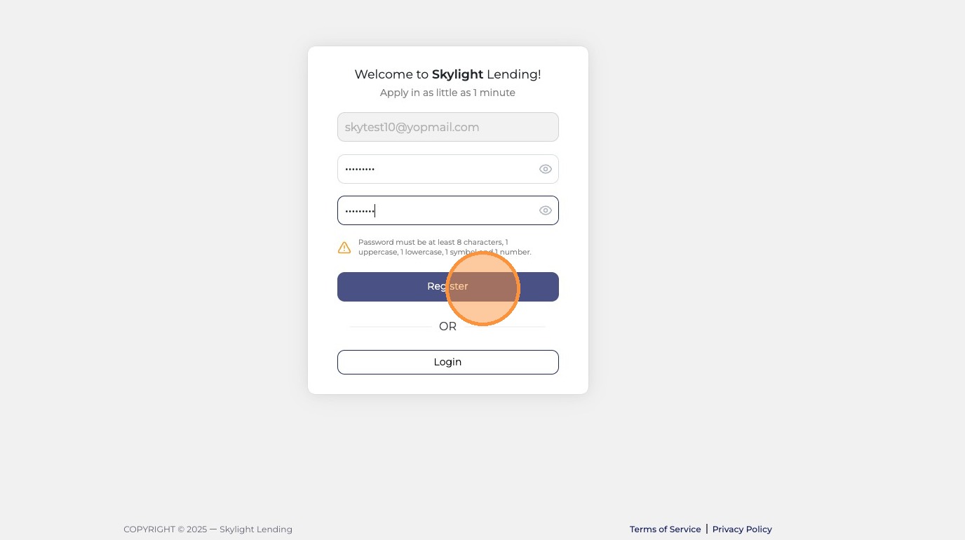 Register button