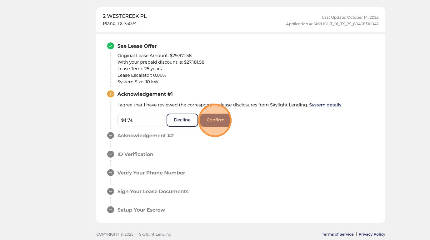 Confirm system details