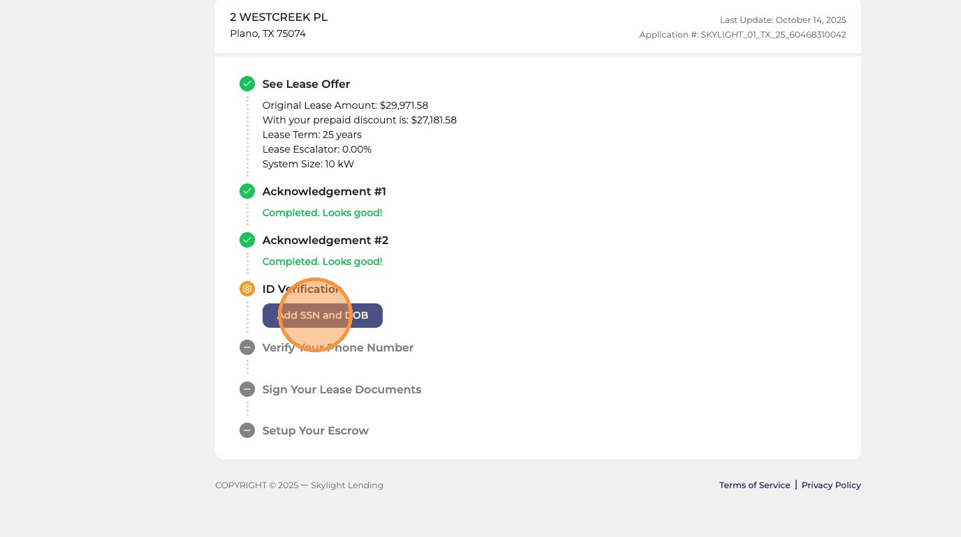 Add SSN and DOB button