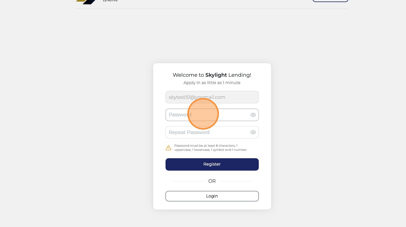 Registration page