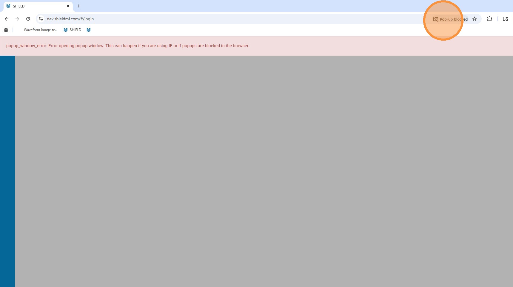 Click the pop-up blocked icon