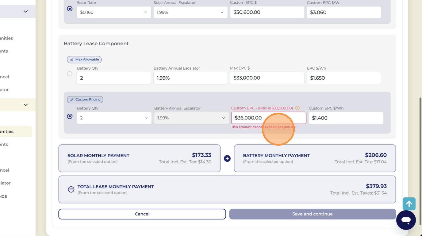 Pricing limit alert