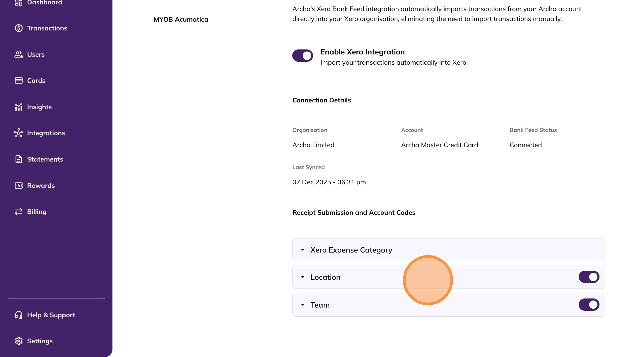 Fetched Xero tracking categories